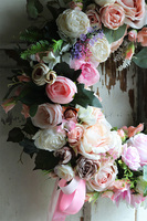 bogaty wianek na drzwi z różami, Refratia, śr.45cm