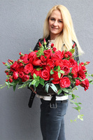 Czerwona Łuna, kompozycja nagrobna w misie, wym.37x57cm