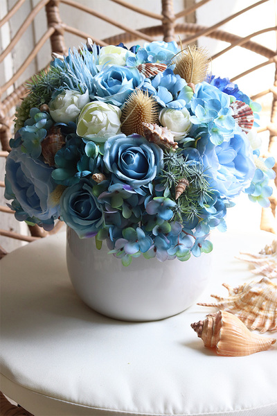 kompozycja marynistyczna z muszlami, Moko Oceania White, wym.29x22cm 