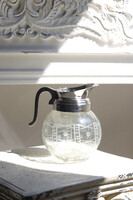 Glamour niklowany pękaty dzbanek z pokrywką, wys.19x20cm