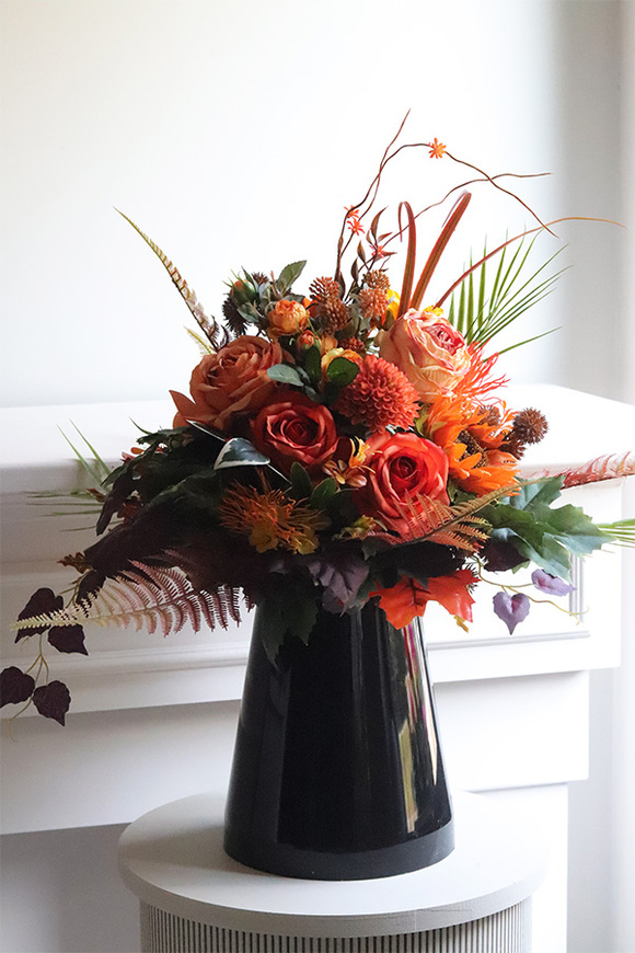 Jesienne Odliczanie, komplet dekoracji nagrobnych, kompozycja w misie + bukiet