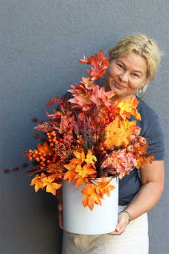 Autumno Figaro, jesienna kompozycja w naczyniu, wys.60cm