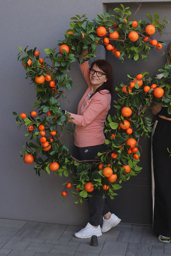 Olimpia Pomarańcze, zielona girlanda dekoracyjna z owocami