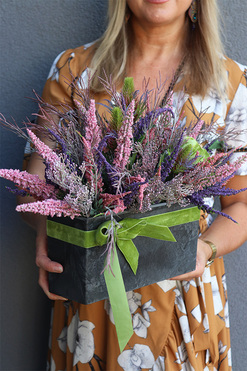 Wrzosowisko Jesienne, kompozycja kwiatowa w donicy, wym.30x50x27cm