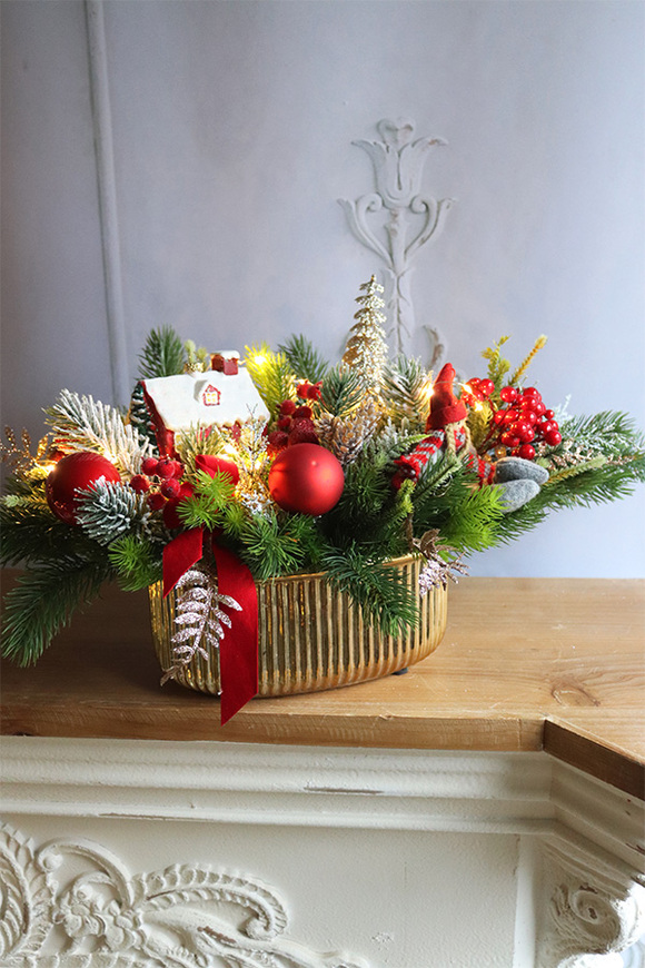 Bellista, świąteczny stroik LED z domkiem