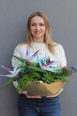 Strelicja Laos Blue, dekoracja kwiatowa do wnęki, wym.40x60cm 