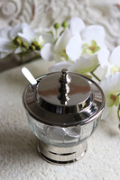 szklana cukiernica z pokrywką, duży, Lux Villa Silver Glamour