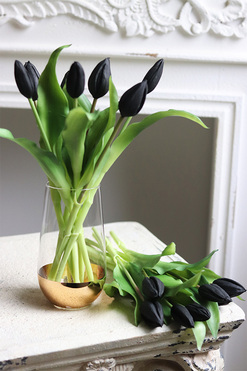 bukiet tulipanów silikonowych, Genotte Black, 7szt., dł.29cm 