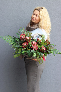 Serce Rossena, kompozycja nagrobna z sercem, wym.40x70x37cm 