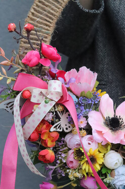 OD RĘKI Klementa, asymetryczny wianek wiosenny, rozp.42cm