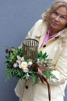 Leddure, kompozycja / stroik jesienny z lampionem, wym.28x18cm