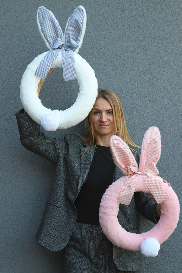 Słodki Króliczek, wianek zawieszka na drzwi