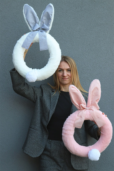 Słodki Króliczek, wianek zawieszka na drzwi