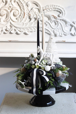 Lollypop Chrismas Black 2, adwentowy stroik LED na paterze, wys.46cm