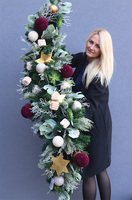 Welurowe Bordo, girlanda zimowa z bombkami, dł.170cm 