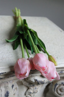 April New, bukiet tulipanów silikonowych Śmietankowy Różowy