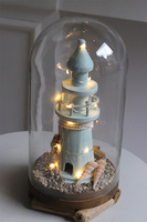 Latarnia Morska LED, kompozycja marynistyczna pod kloszem