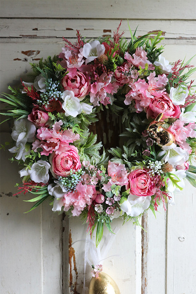 Wielkanocna Magia, dekoracyjny wianek ze złotymi jajkami, śr.28cm 