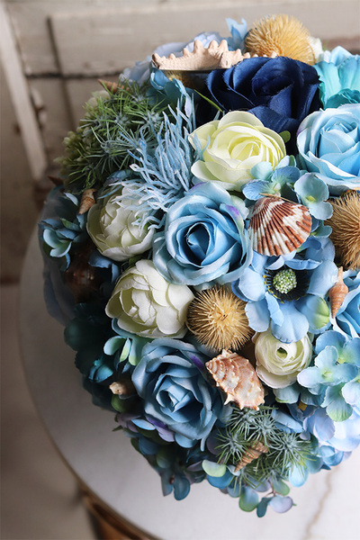 kompozycja marynistyczna z muszlami, Moko Oceania White, wym.29x22cm 