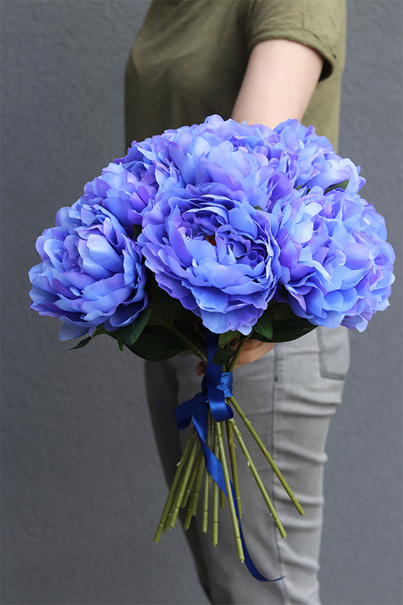Peonie Blue Moon, bukiet sztucznych kwiatów