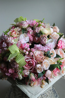 Pink Rose Fessa kwiatowy wianek na drzwi