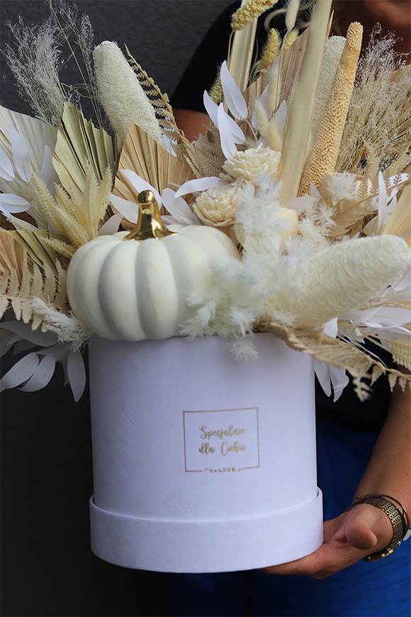 White Pumpkin Deluxe, welurowy flowerbox jesienny	