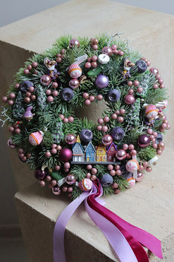 OD RĘKI Violet Eve, świąteczny wianek dekoracyjny, śr.25cm