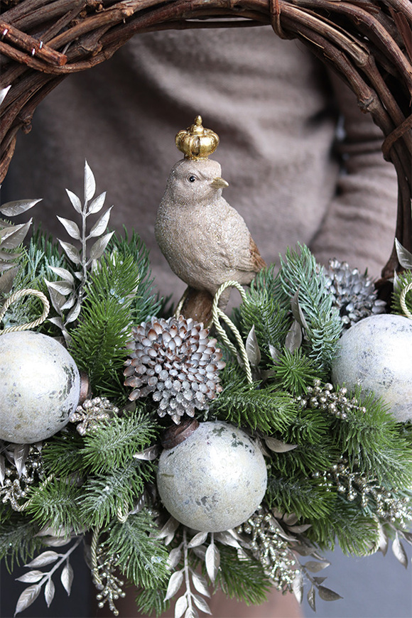 Gold Bird Deluxe, dekoracyjny wianek zimowy