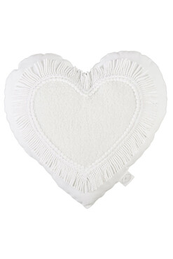 Boho Twist, poduszka w kształcie serca, biała, wym.43x44cm