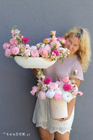 Opera Peony, flowerbox kwiatowy, wys.34cm