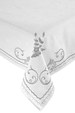 OD RĘKI Tradizione d'Argento, świąteczny obrus gobelinowy, 220x140cm