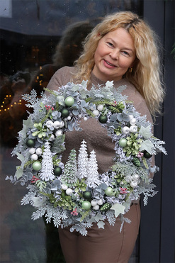 Leśny Zimowy, wianek bożonarodzeniowy z choinkami, śr.44cm