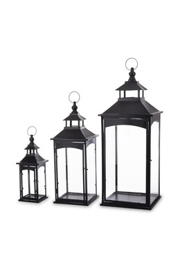 Poissy, drewniany lampion latarenka, kpl.3szt, wys.86/67/45cm