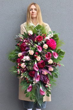 Derenate, wiśniowa wiązanka nagrobna, dł.90cm