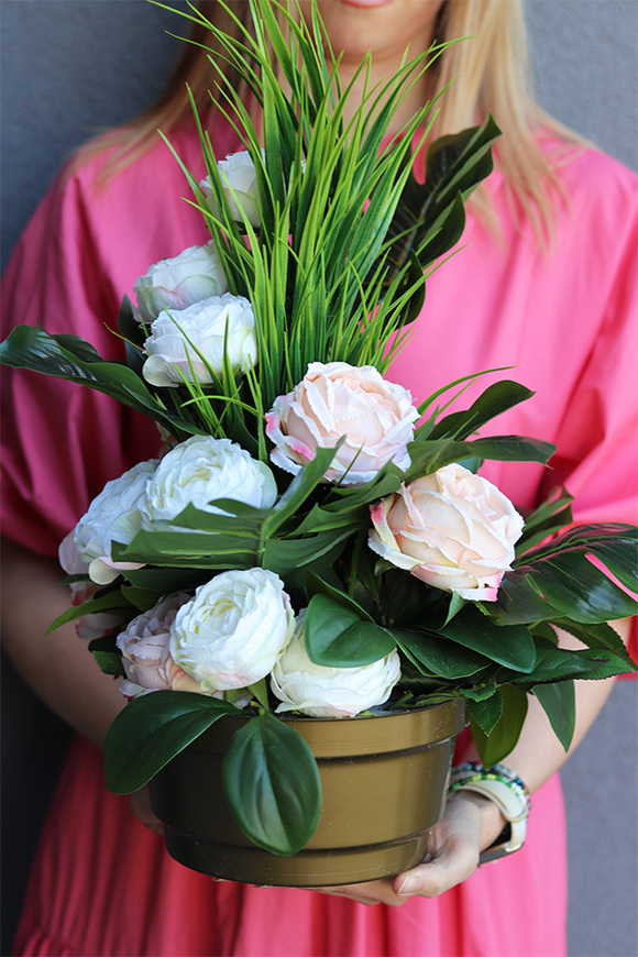 Róża Pustyni, komplet dekoracji nagrobnych, kompozycja + bukiet