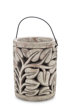 Belize B, betonowy lampion z motywem liści, wys.26cm 