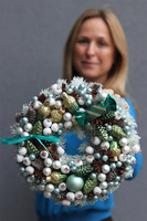 Cukierek, turkusowy wianek świąteczny, śr.28cm