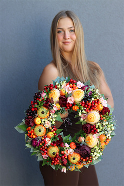 Orangina Symetria, jesienny wianek z dyniami, śr.40cm 