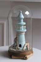 Latarnia Morska LED, kompozycja marynistyczna pod kloszem