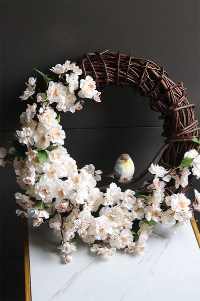 Ptaszek na Jabłoni, wiosenny wianek dekoracyjny