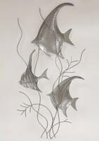 efektowny decor ścienny, Srebrne Ryby, wym.83.5x40cm