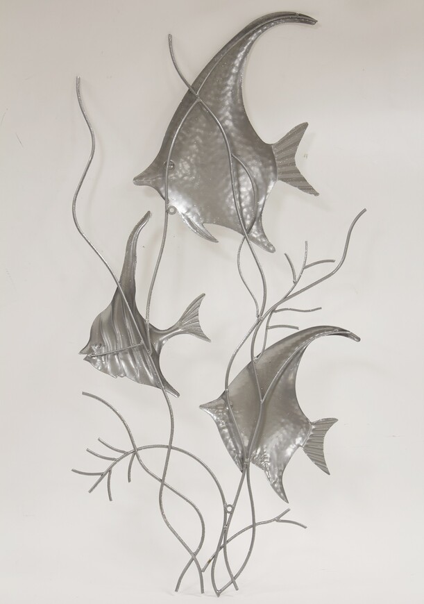 efektowny decor ścienny, Srebrne Ryby, wym.83.5x40cm