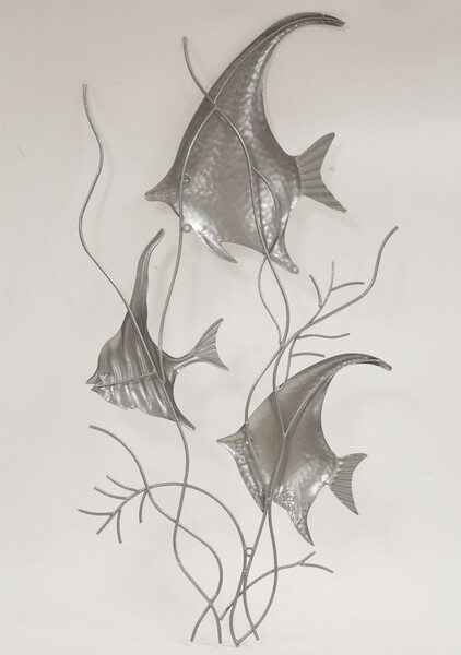 efektowny decor ścienny, Srebrne Ryby, wym.83.5x40cm