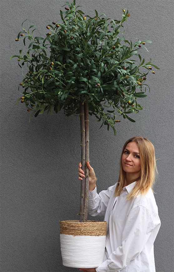 Drzewko Oliwne Basket 2B, sztuczna roślina w koszu