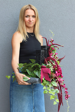 Bolonia Volcan, kompozycja nagrobna z lampionem, wym.54x50cm