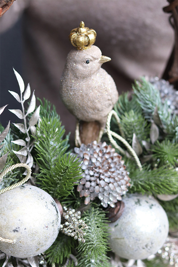 Gold Bird Deluxe, dekoracyjny wianek zimowy