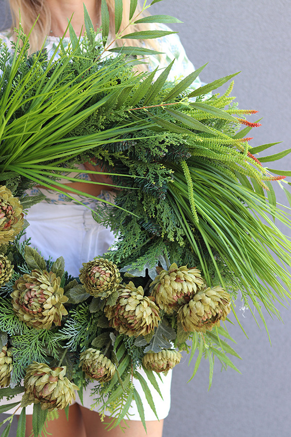 Green Trente, wieniec nagrobny z zieloną dekoracją kwiatową, śr.60cm