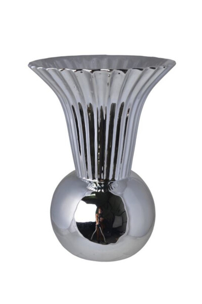 Lilith, ceramiczny wazon, srebrny, wym.18x18x25cm