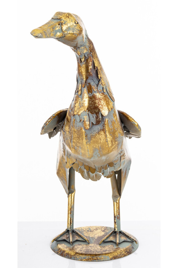 Kaczka, figurka ptak w kolorze złotym, wym.48x20x45cm