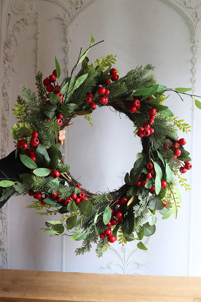 Zimowy Sad, świąteczny wianek dekoracyjny